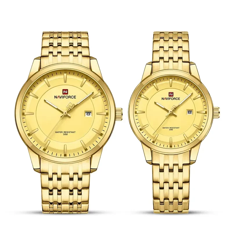 Naviforce NF9228 Gold-tone Couple Watch